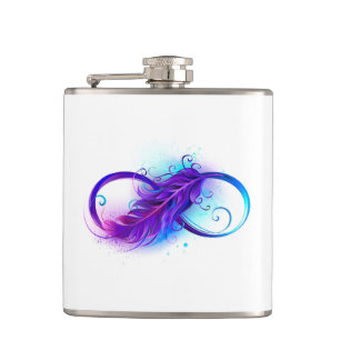 Infinity with Purple Feather Hip Flask