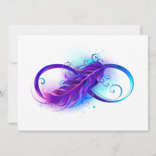 Infinity with Purple Feather Invitation