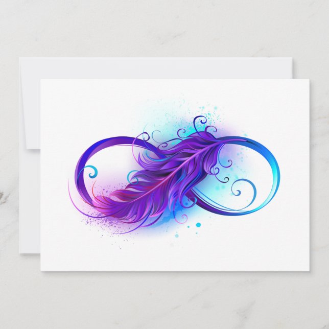 Infinity with Purple Feather Invitation (Front)