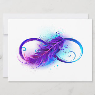 Infinity with Purple Feather Invitation