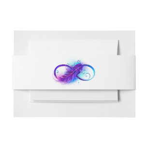 Infinity with Purple Feather Invitation Belly Band