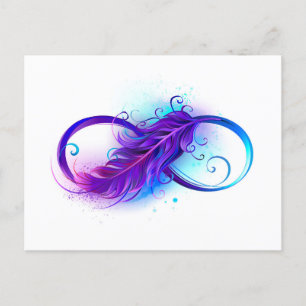 Infinity with Purple Feather Invitation Postcard