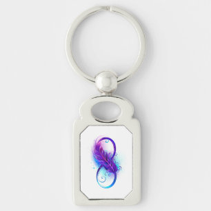 Infinity with Purple Feather Key Ring