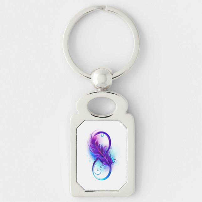 Infinity with Purple Feather Key Ring (Front)