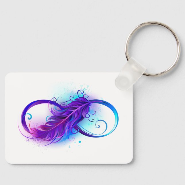 Infinity with Purple Feather Key Ring (Front)
