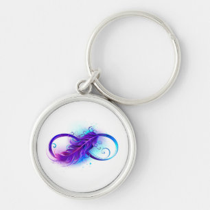 Infinity with Purple Feather Key Ring