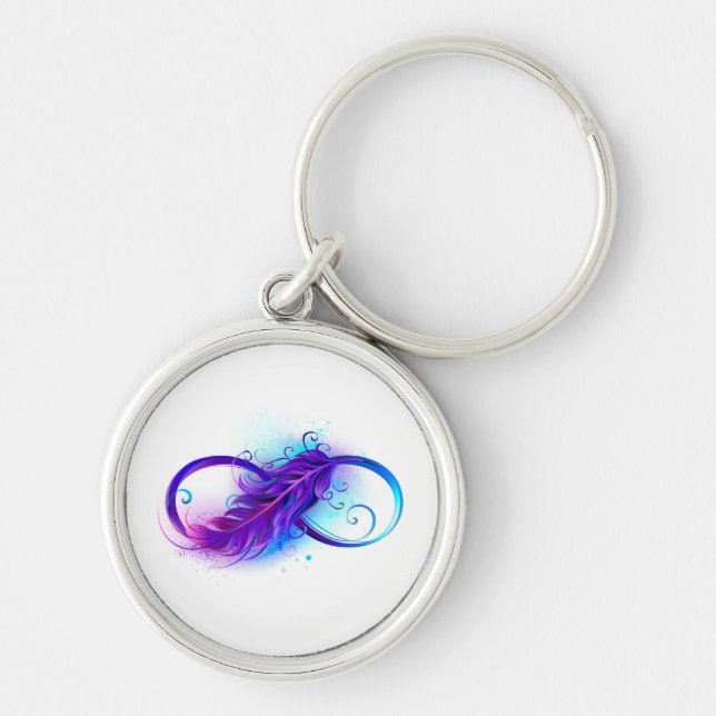 Infinity with Purple Feather Key Ring (Front)