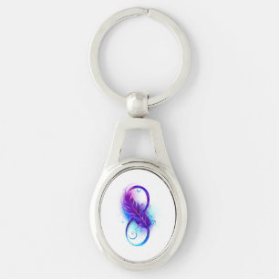 Infinity with Purple Feather Key Ring