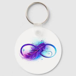 Infinity with Purple Feather Key Ring