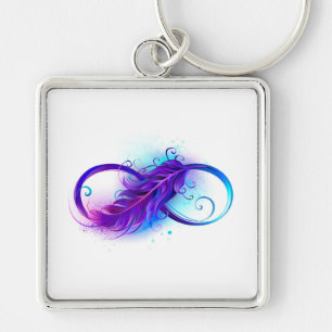 Infinity with Purple Feather Key Ring