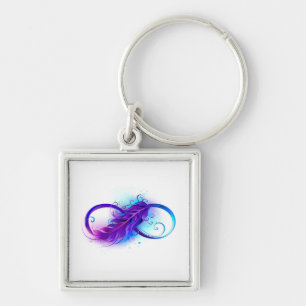 Infinity with Purple Feather Key Ring