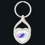 Infinity with Purple Feather Key Ring<br><div class="desc">Infinity symbol with a beautiful feather painted in purple and blue bright colors on white background.</div>