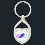 Infinity with Purple Feather Key Ring<br><div class="desc">Infinity symbol with a beautiful feather painted in purple and blue bright colors on white background.</div>
