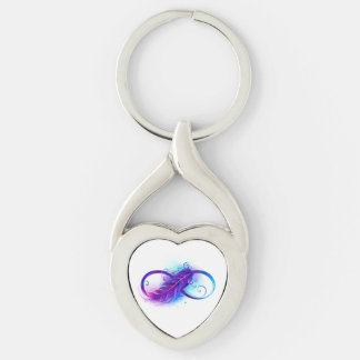 Infinity with Purple Feather Key Ring