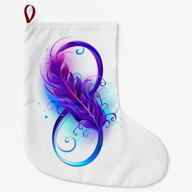 Infinity with Purple Feather Large Christmas Stocking (Front)