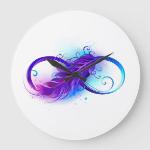 Infinity with Purple Feather Large Clock