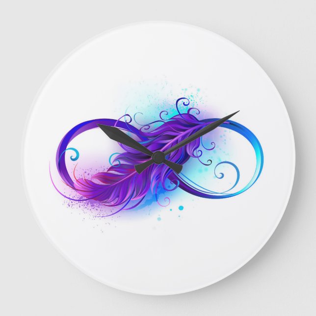 Infinity with Purple Feather Large Clock (Front)