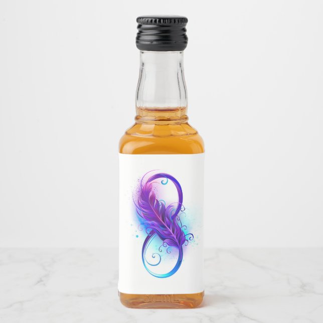 Infinity with Purple Feather Liquor Bottle Label (Front)