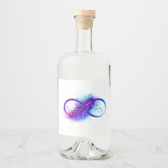 Infinity with Purple Feather Liquor Bottle Label (Front)