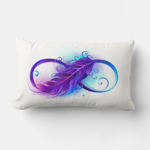 Infinity with Purple Feather Lumbar Cushion