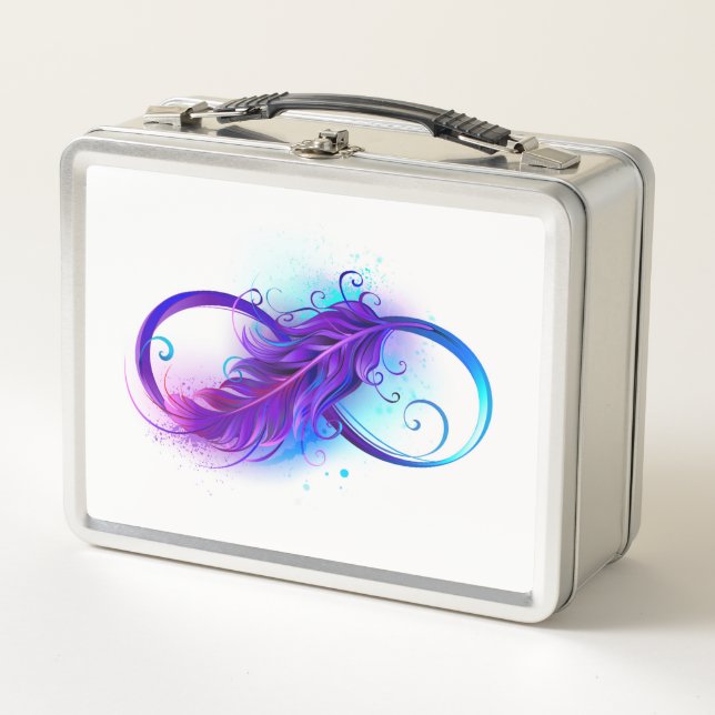 Infinity with Purple Feather Metal Lunch Box (Front)