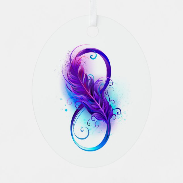 Infinity with Purple Feather Metal Tree Decoration (Front)