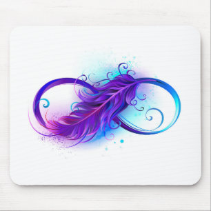 Infinity with Purple Feather Mouse Pad