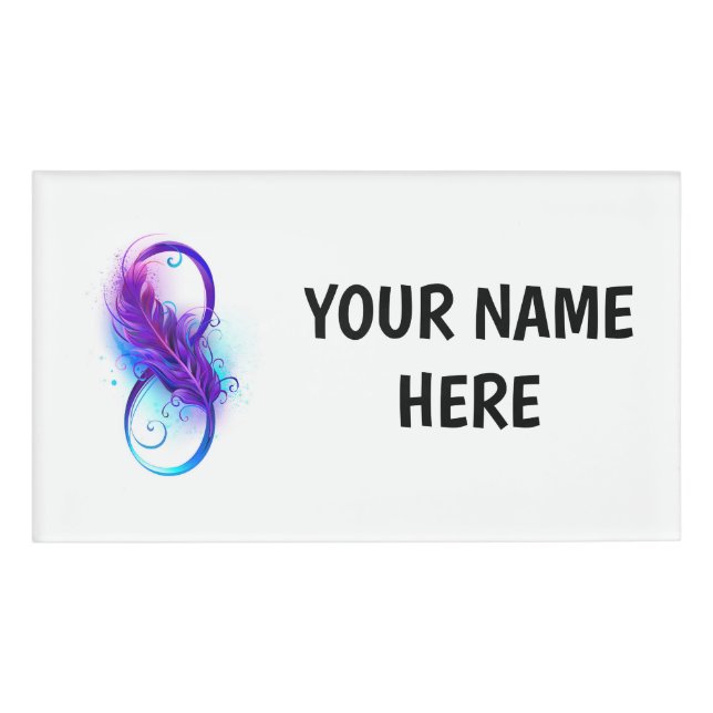 Infinity with Purple Feather Name Tag (Front)