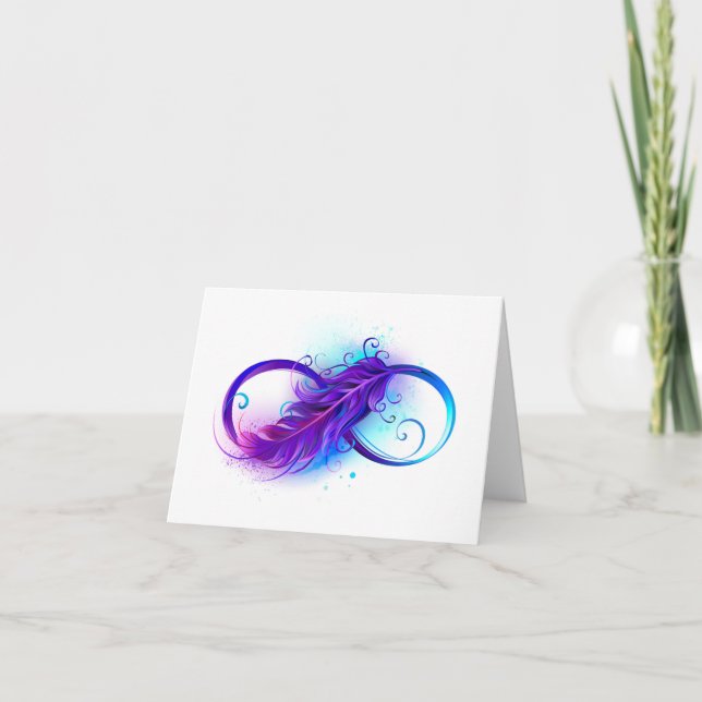 Infinity with Purple Feather Note Card (Front)