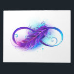Infinity with Purple Feather Notepad<br><div class="desc">Infinity symbol with a beautiful feather painted in purple and blue bright colours on white background.</div>