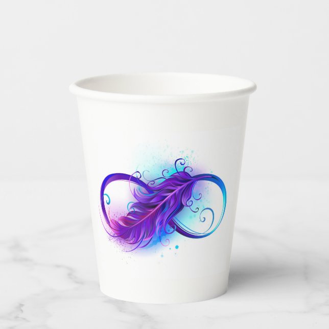 Infinity with Purple Feather Paper Cups (Front)