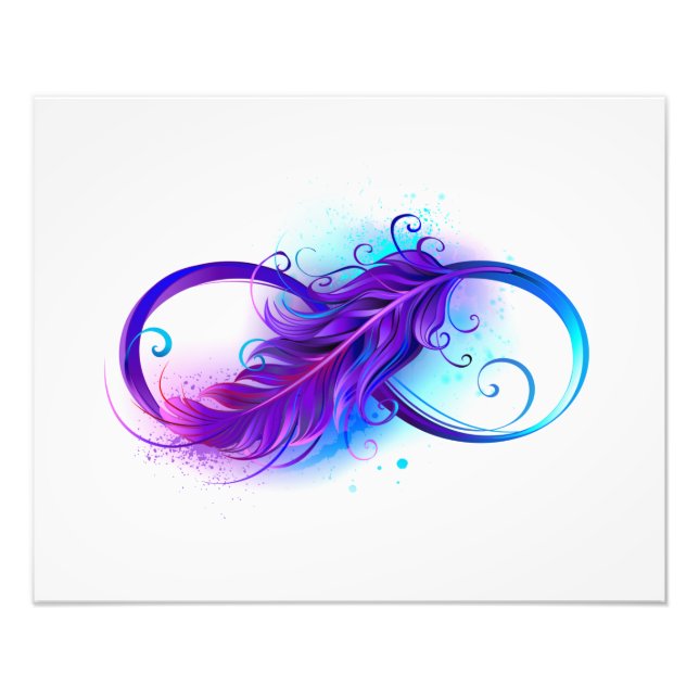 Infinity with Purple Feather Photo Print (Front)