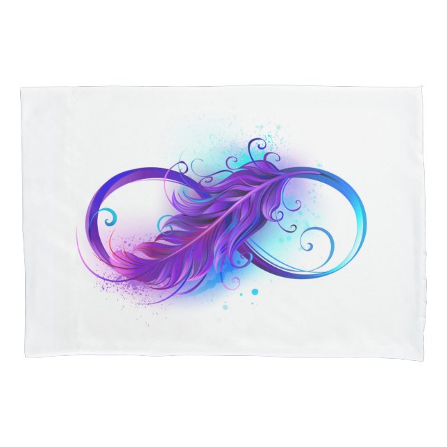 Infinity with Purple Feather Pillowcase (Front-Left)