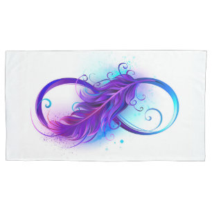 Infinity with Purple Feather Pillowcase