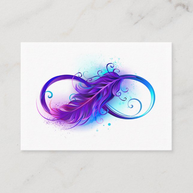 Infinity with Purple Feather Place Card (Front)