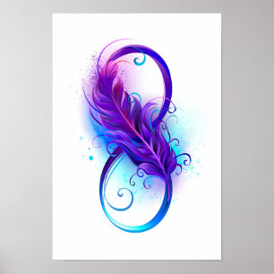 Infinity with Purple Feather Poster