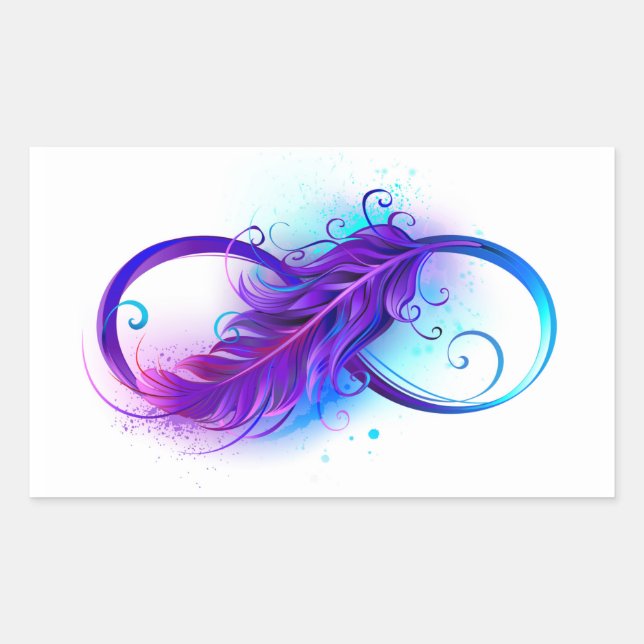 Infinity with Purple Feather Rectangular Sticker (Front)