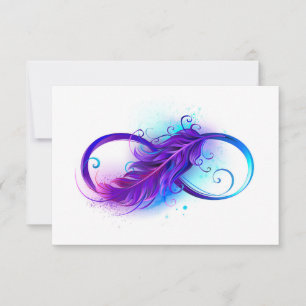 Infinity with Purple Feather RSVP Card
