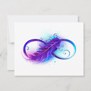 Infinity with Purple Feather Save The Date