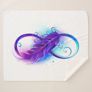 Infinity with Purple Feather Sherpa Blanket