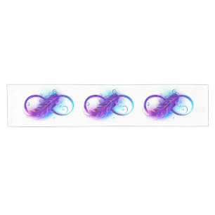Infinity with Purple Feather Short Table Runner