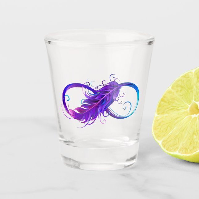 Infinity with Purple Feather Shot Glass (Front)
