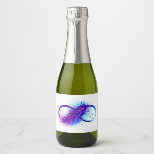 Infinity with Purple Feather Sparkling Wine Label (Front)