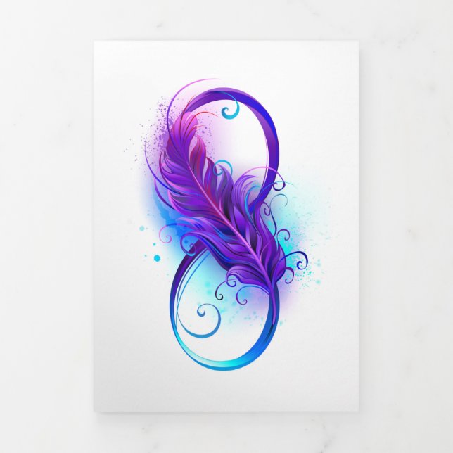 Infinity with Purple Feather Tri-Fold Card (Cover)