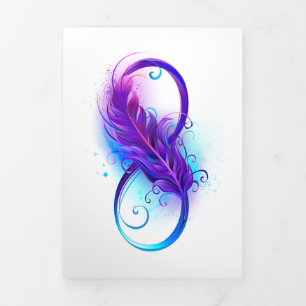 Infinity with Purple Feather Tri-Fold Holiday Card