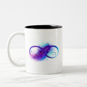 Infinity with Purple Feather Two-Tone Coffee Mug