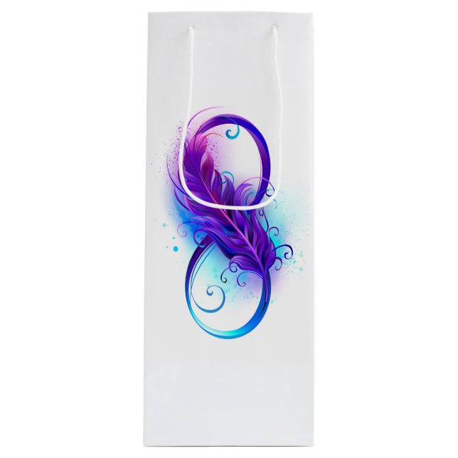 Infinity with Purple Feather Wine Gift Bag (Front)