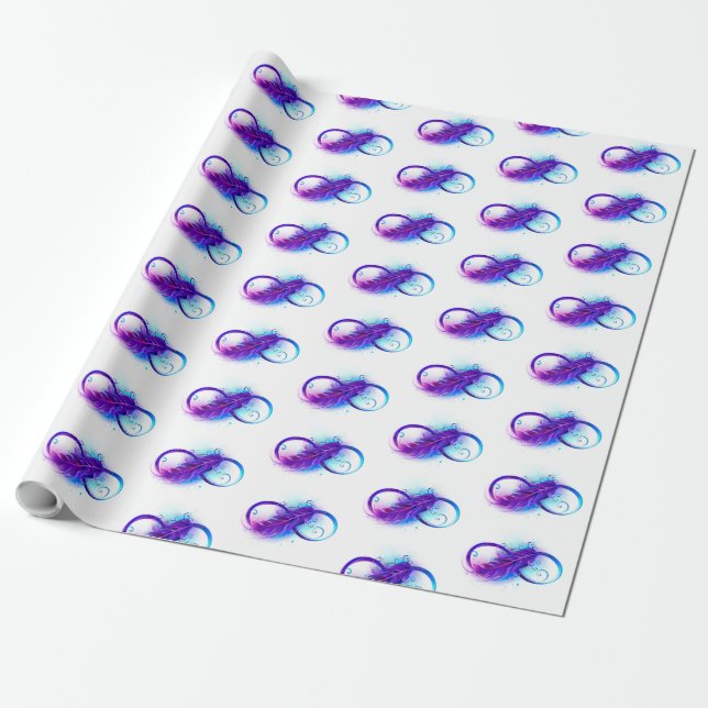 Infinity with Purple Feather Wrapping Paper (Unrolled)