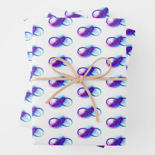 Infinity with Purple Feather Wrapping Paper Sheet