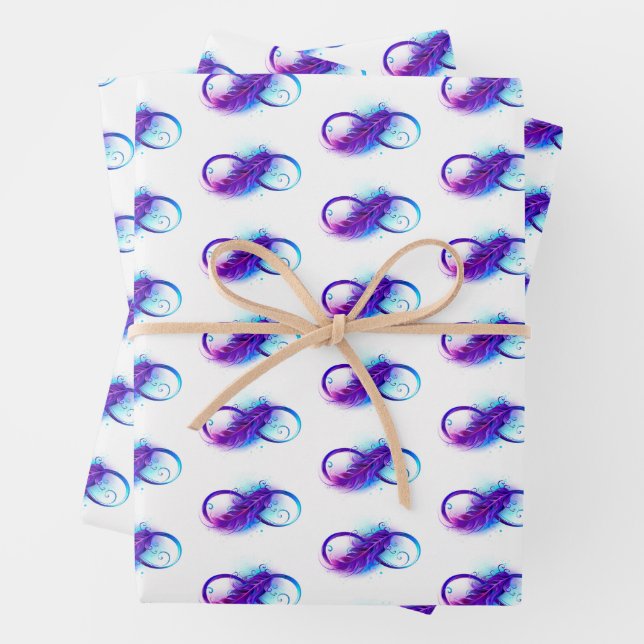 Infinity with Purple Feather Wrapping Paper Sheet (In situ)